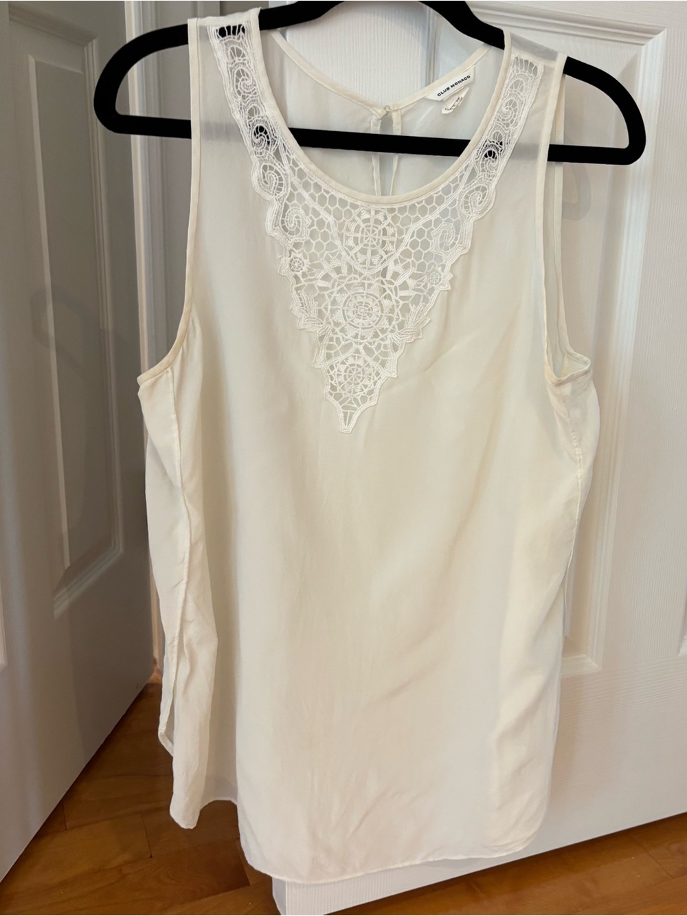Club Monaco Ivory Lace-Trim Tank